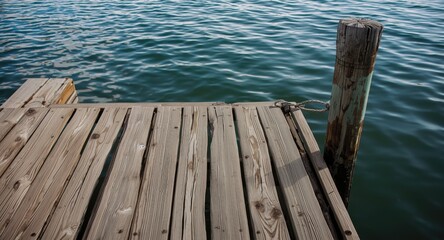 Fototapeta premium Rustic platform beside classic weathered boat dock