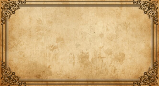 Old fashioned vintage paper with a detailed ornamental frame and rustic classic style