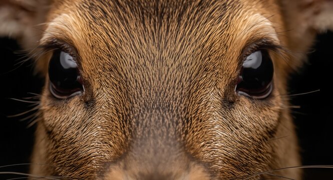 Macro view of a Philippine mouse deer face showing intricate fur texture