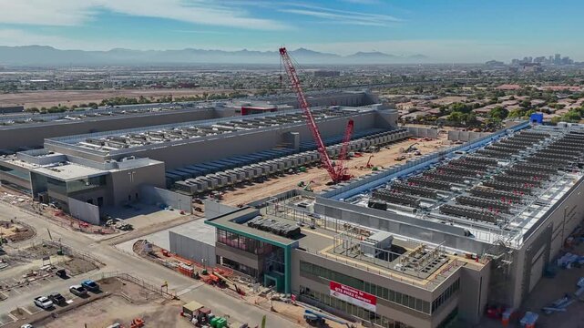 Aerial Hyperlapse of QTS Phoenix Hyperscale Data Center Expansion