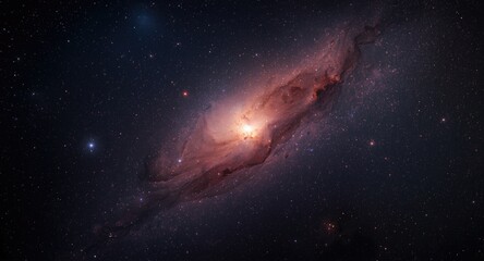 Fototapeta premium Nebula glowing brightly from light of galaxies and stars billions of lightyears distant
