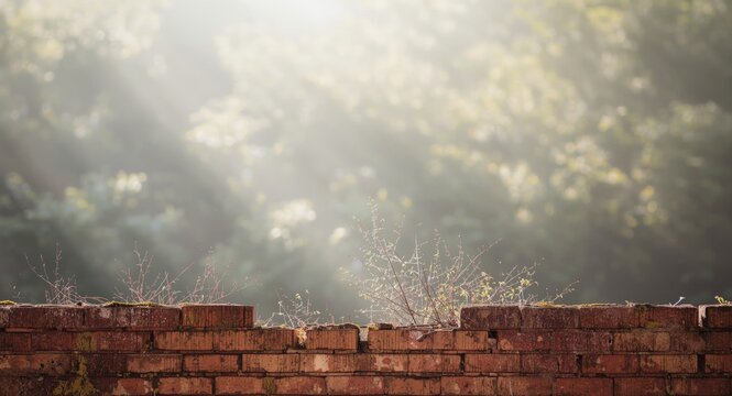 Old brick wall displaying a weathered lower border texture