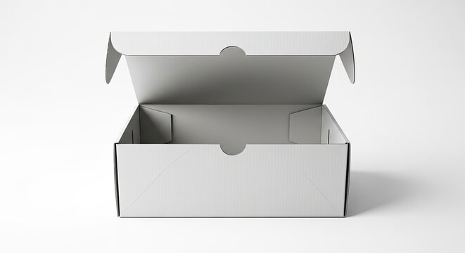 Mockup of an open cardboard box on white background for packaging design