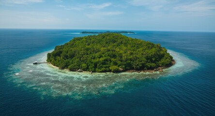 Fototapeta premium Quiet exotic island with dense vegetation and spectacular marine ecosystems
