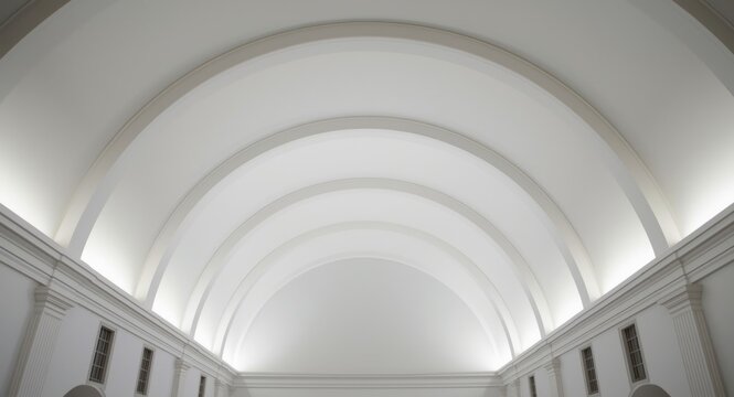 Interior atmosphere with white curved arch ceiling framework