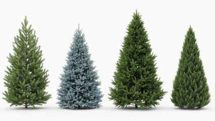 Obraz premium Four types of evergreen trees