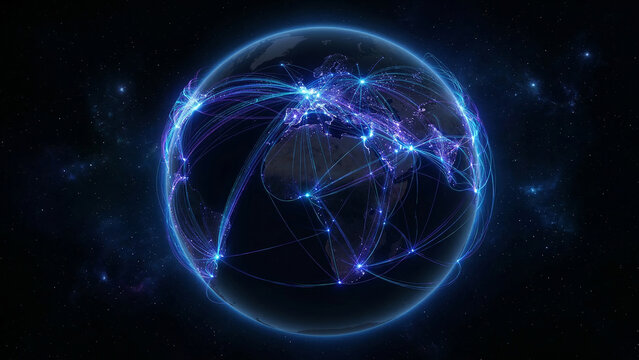 Global Data Flow and Network Security Concept