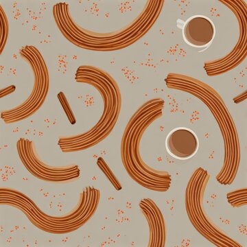 Cinco de mayo Spiced Churros with Coffee - Pattern Design