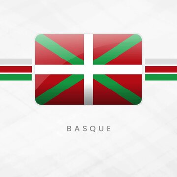 Basque Country Flag Button: Ikurrina 3D Vector Symbol of Euskadi National Identity