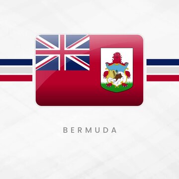 Bermuda Flag Button Icon: British Overseas Territory Red Ensign 3D Vector Illustration