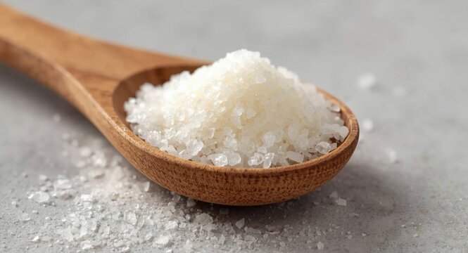 Healthy homemade milk kefir featuring live kefir grains on a textured wooden spoon