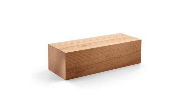 Polished wood block isolated on a bright white minimalistic background