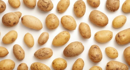 Fototapeta premium Fresh organic potato selection against a plain white background