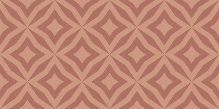 Abstract geometric floral seamless pattern. Vector background in clay color. Simple oriental ornament. Elegant texture with big diamond shapes, stars, rhombuses, grid. Repeated design for decor, print