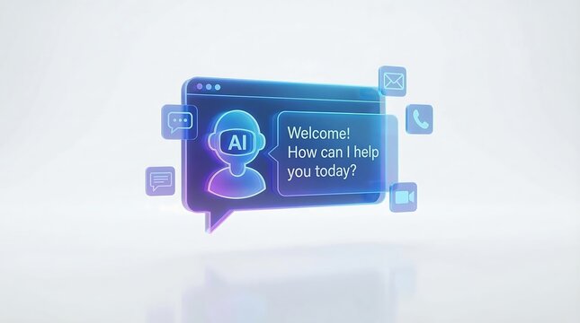 Artificial intelligence digital assistant concept with speech bubble and message