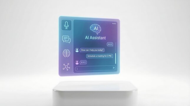 Artificial intelligence interface illustration floating abstract concept communication technology