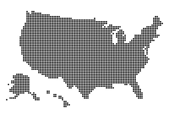 USA pixel dotted map vector illustration