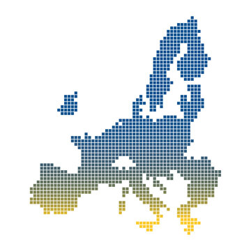 gradient pixel european Union map, a EU map consisting of squares