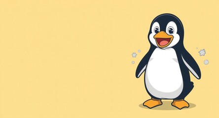 Naklejka premium Playful smiling penguin mascot vector isolated on plain background