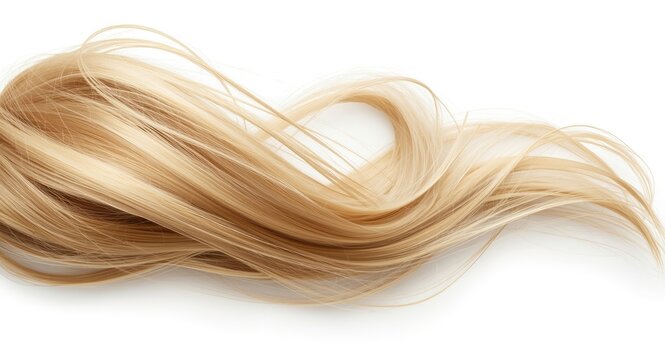 Flowing wavy blond hair isolated on white background for creative digital designs