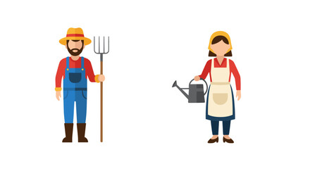 Fototapeta premium A vector graphic illustration of a farmer and gardener on transparent background