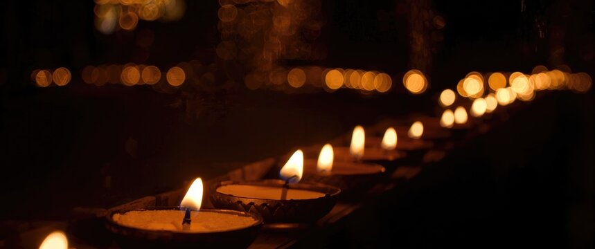 Festive night lit by warm Diya and Bati lights