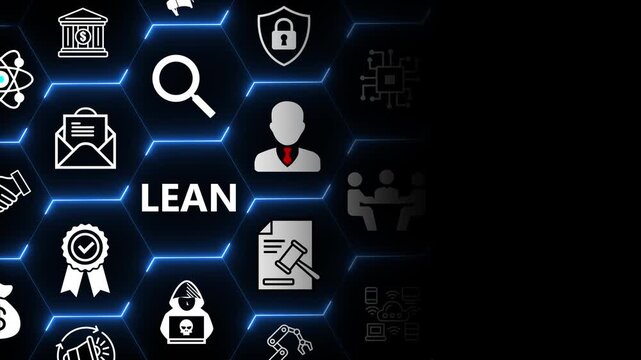 Lean management concept focused on efficiency improvement with process and workflow elements for waste reduction and performance optimization in business systems 4k animation video