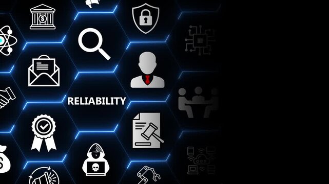 System reliability concept focused on performance stability with monitoring and control elements for continuous operation and service assurance in digital environments 4k animation video