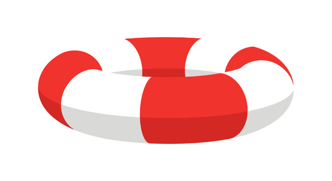Isolated red and white life preserver ring buoy a buoyant object for maritime safety and rescue situations floating concept on white