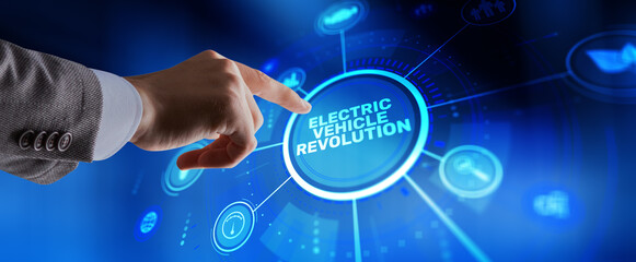Electric vehicle revolution with modern sustainable transportation and clean energy innovation