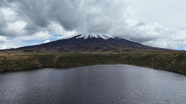 Cotopaxi Volcano Aerial View with Dramatic Clouds, Ecuador Andes 03