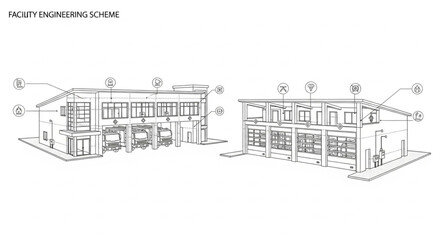 Naklejka premium Architectural perspective of a modern building with detailed design and structure.