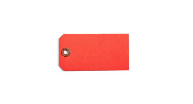 Plain red price label on white background including copy space for adding text or graphic design