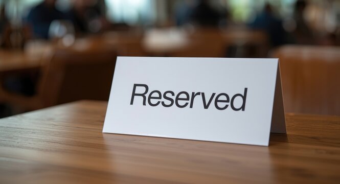 Reserved sign on restaurant table representing booking status