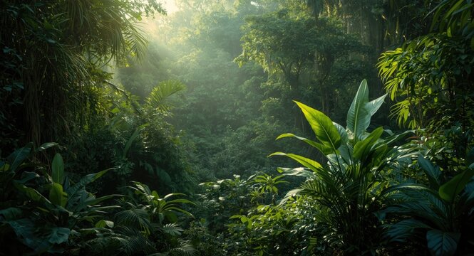 Natural tropical landscape with thriving mitragyna speciosa plants
