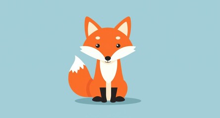 Fototapeta premium Flat color fox visual in a simplified cartoon style