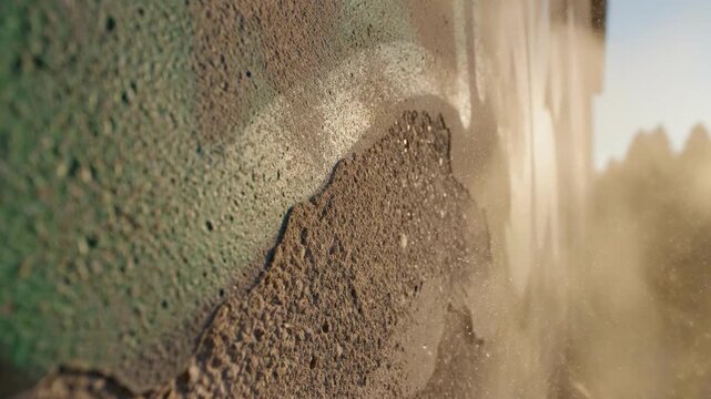 This image captures the raw process of demolition, showcasing crumbling concrete and a sense of transformation. Ideal for illustrating concepts of cha