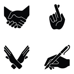 Obraz premium Hand Gestures Black Glyph Icons Set