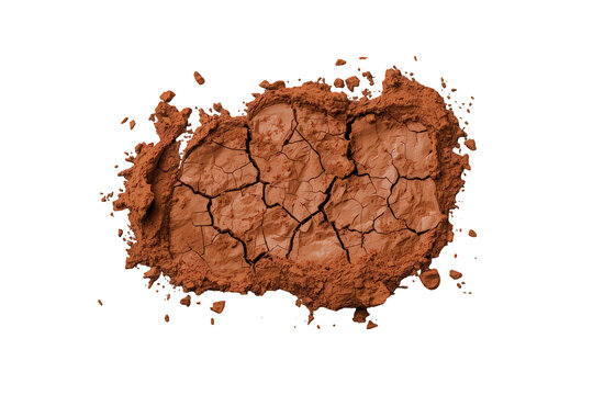 Dry cracked earth showing global warming environmental issues, drought, and desertification on transparent background