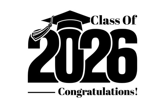 Class of 2026 Graduation with Cap Congratulations Vector Illustration Logo Background