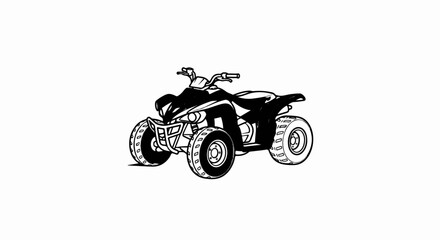 Obraz premium Black and white illustration of a four-wheeled off-road vehicle