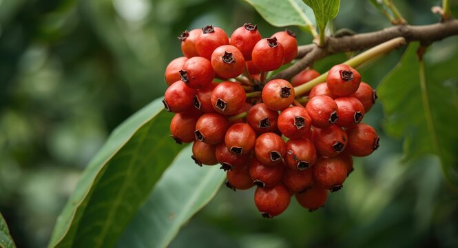 Ripe Lilly Pilly Berries Clustered on Branch