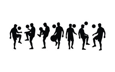 Obraz premium Soccer Ball Juggling Knee Head Silhouette Set