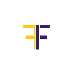 Fototapeta premium Modern Minimalist EF Letter Logo in Yellow and Purple on Gray Background