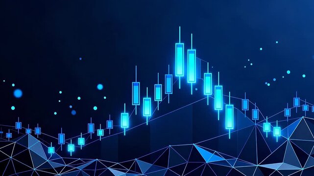 Digital stock market chart with glowing elements