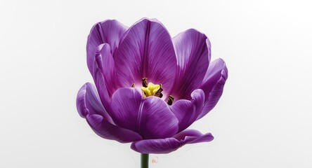 Fototapeta premium Detailed oil depiction of purple tulip petals on an isolated white background showcasing flower grace