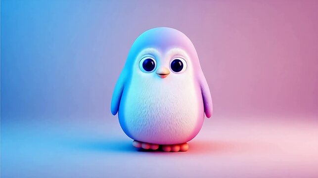 Cute cartoon penguin on gradient background