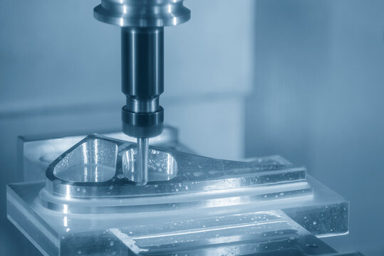 High-precision CNC milling of aerospace components using a ball nose end mill for complex 3D contouring.