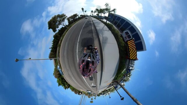 Marina Del Rey Marvin Braude Bike Path Cycling Tiny Planet 02 California USA