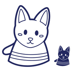 Obraz premium Cute Cartoon Cat Illustration with Minimalist Design and Playful Features for Childrens Books or Digital Art Projects